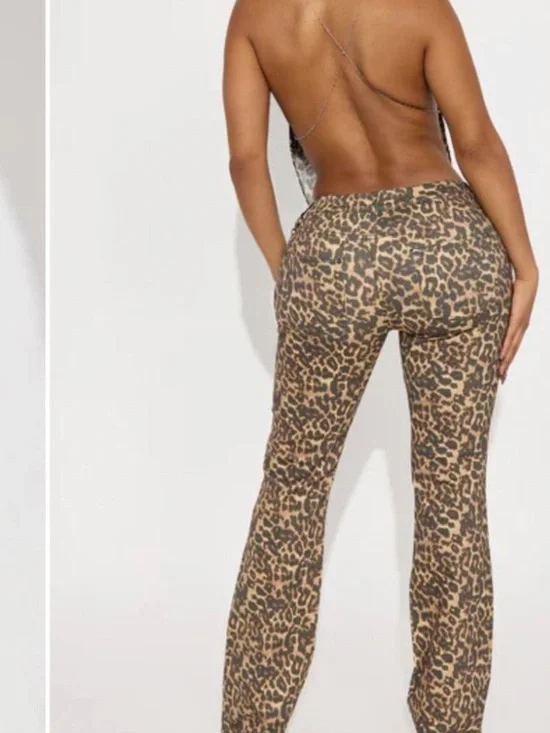 Fashion Nova Brown Multi Leopard Plunge Jumpsuit - Picture 2 of 3